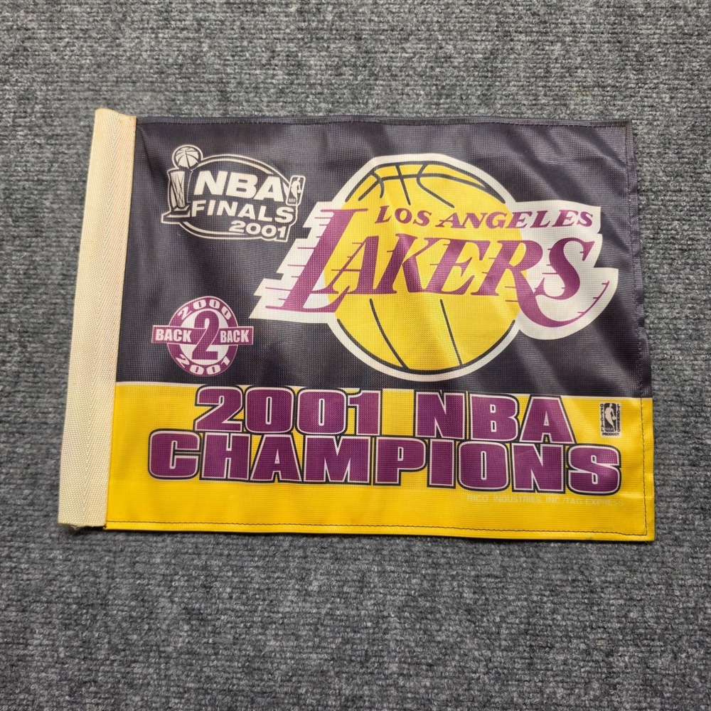 Vintage Los Angeles Lakers 2001 NBA Champions Car Flag Rico Industries NBA Logo